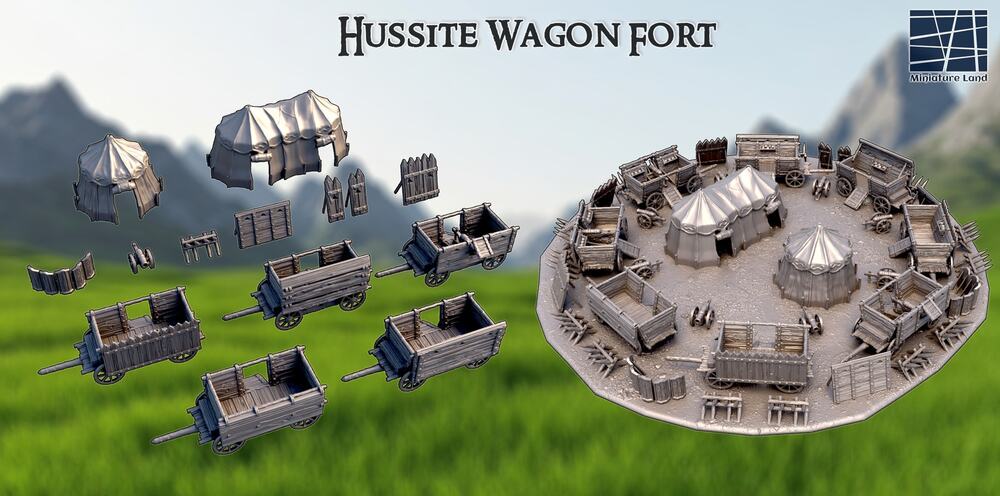 Hussite Wagon Fort Medieval Encampment DND Terrain 28mm